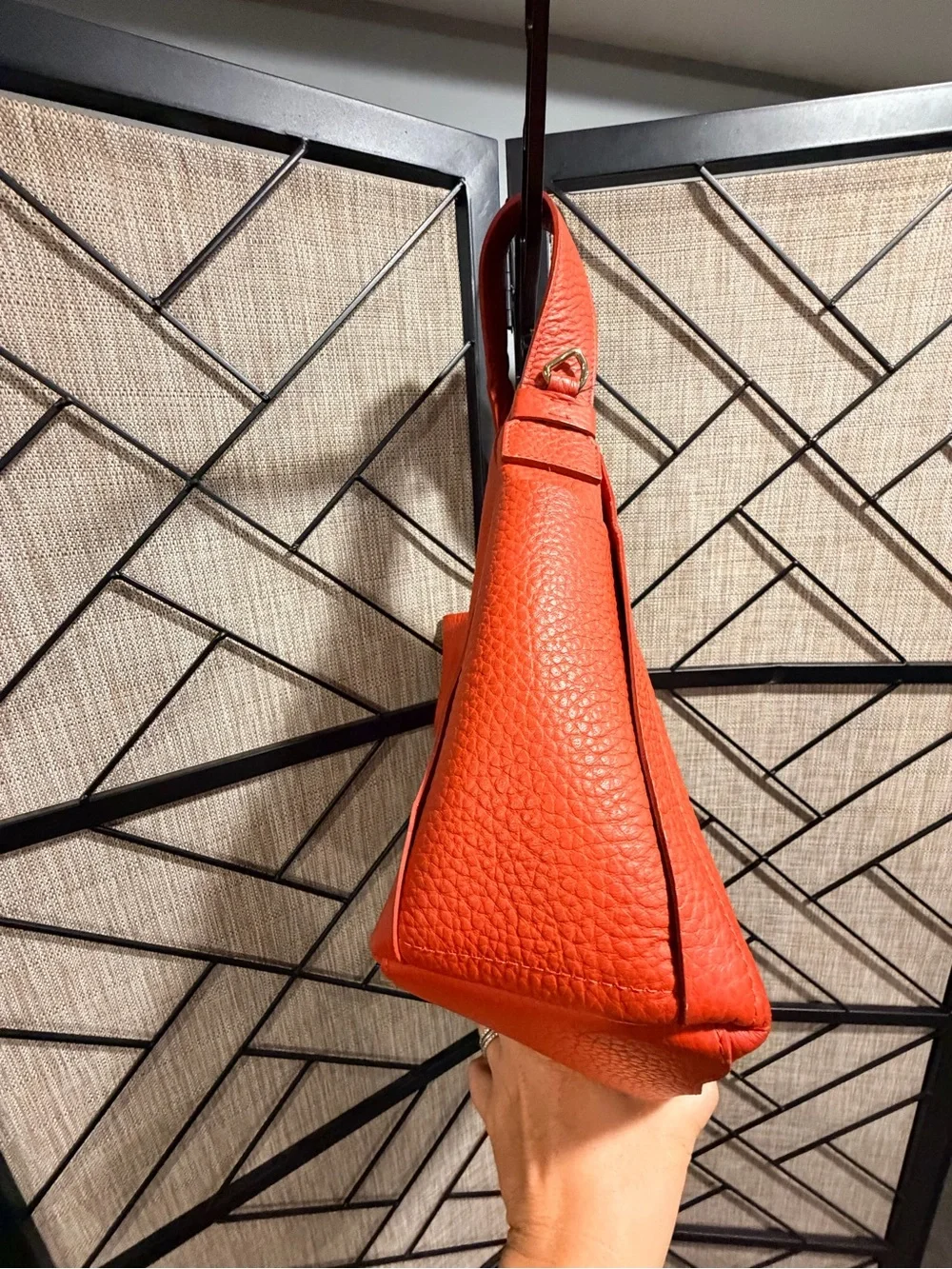 Furla Vibrant Blood Orange Pebbled Leather Hobo Bag - *LIKE NEW*